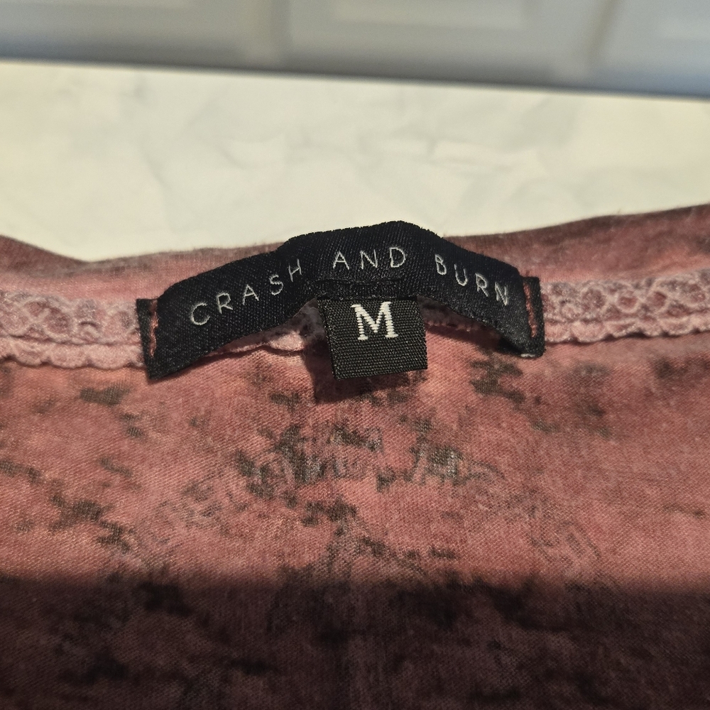 Crash And Burn Graphic Tee With Rhinestones Originally From Buckle Womens Medium - Picture 2 of 4